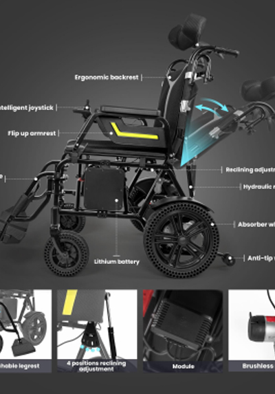Folleto de silla de ruedas reclinable de lujo asequible de YEC35A